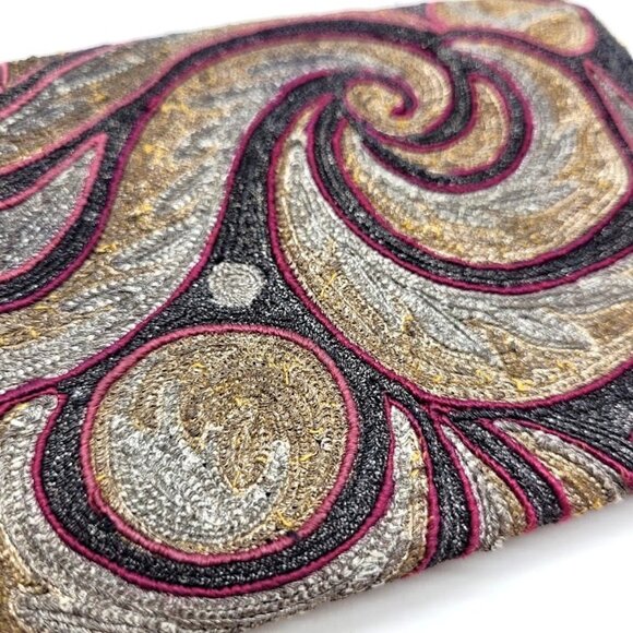 Rare Antique French Petit Point Embroidered Tapestry 19th Clutch Wallet Bag HTF - Picture 9 of 13